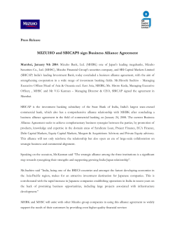 Mizuho and SBICAPS sign Business Alliance Agreement