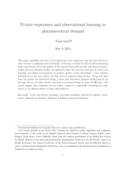 Private experience and observational learning in pharmaceutical