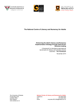 Framework for enhancing adult literacy and numeracy