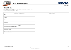 List of notes &ndash; Engine Order form