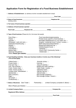 Application Form for Registration of a Food Business Establishment