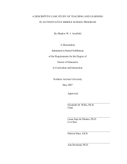A DESCRIPTIVE CASE STUDY OF TEACHING AND LEARNING IN