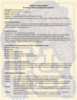 Freshman Physical Education Class Syllabus