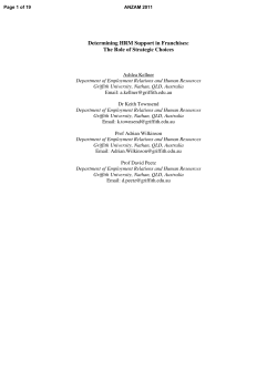 Determining HRM Support in Franchises: The Role of Strategic