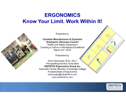 ERGONOMICS Know Your Limit. Work Within It!