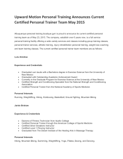 to read entire press release - Upward Motion Personal Training