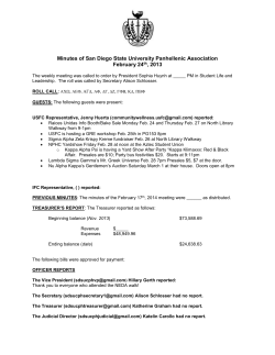 Minutes of San Diego State University Panhellenic Association