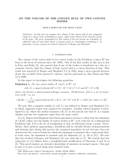 ON THE VOLUME OF THE CONVEX HULL OF TWO CONVEX