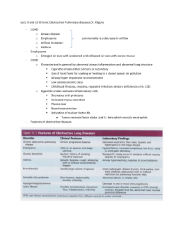 Lect. 9 and 10 Chronic Obstructive Pulmonary diseases Dr. Kilgore
