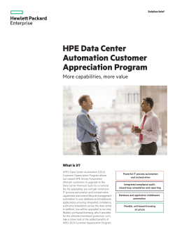 HPE Data Center Automation Customer Appreciation Program: More