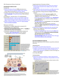 SDL 8 Respiratory Distress Syndrome PULMONARY SURFACTANT