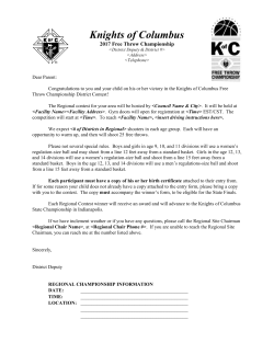 District Winners Letter - Indiana Knights of Columbus