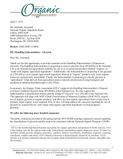Glycerin - Organic Trade Association