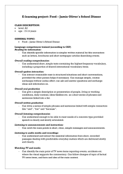 E-learning project: Food &ndash; Jamie Oliver&acute;s School Dinner