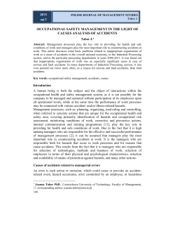 Occupational Safety Management in the Light of Causes Analysis of