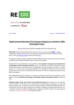 Dalmia Cement Becomes First Cement Company to commit to 100