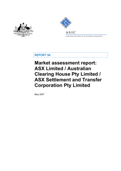 Market assessment report: ASX Limited / Australian Clearing