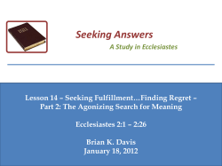 The Agonizing Search for Meaning Ecclesiastes 2:1