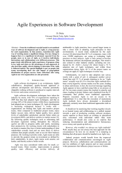 Agile Experiences in Software Development