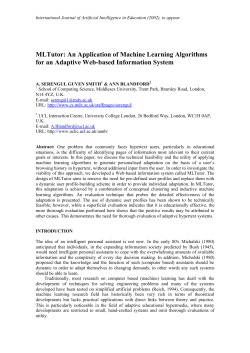 An Application of Machine Learning Algorithms for an Adaptive Web