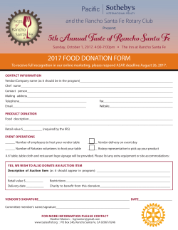2017 food donation form - Taste of Rancho Santa Fe