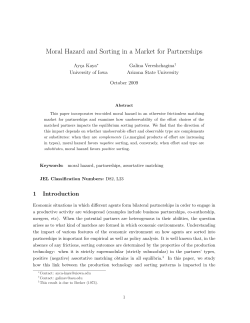 Moral Hazard and Sorting in a Market for Partnerships