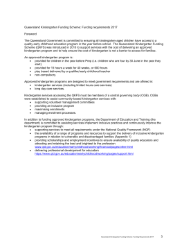 Queensland Kindergarten Funding 2017