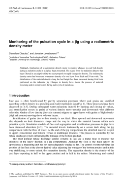 Monitoring of the pulsation cycle in a jig using a radiometric density