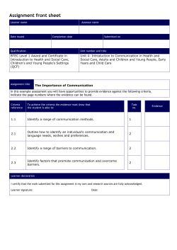 Unit 4 - Communication in Health and Social Care