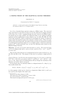 A SIMPLE PROOF OF THE ELLIPTICAL RANGE THEOREM Let A