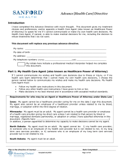 Advance Health Care Directive: Standard Form