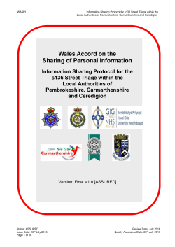 ISP for S136 Street Triage - Wales Accord on the Sharing of