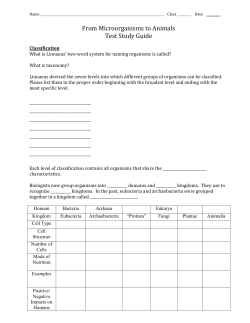 Name Class Date From Microorganisms to Animals Test Study