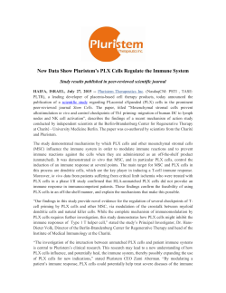 New Data Show Pluristem`s PLX Cells Regulate the Immune System