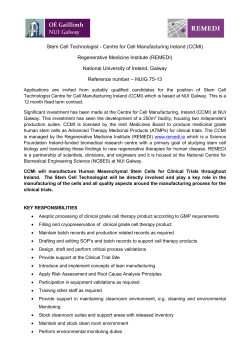 Stem Cell Technologist - Centre for Cell Manufacturing Ireland