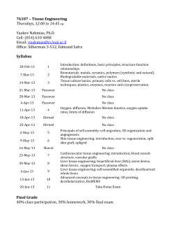 Tissue Engineering Thursdays, 12:00 to 14:45 PM