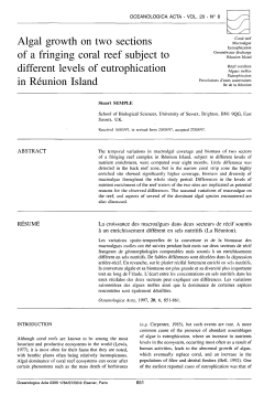 Algal growth on two sections of a fringing coral reef subject to
