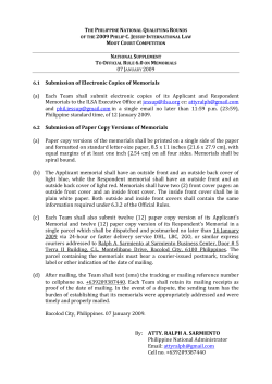 6.1 Submission of Electronic Copies of Memorials (a) Each Team