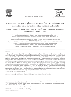 Age-related changes in plasma coenzyme Q10 concentrations and