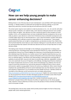 How can we help young people to make career enhancing decisions?