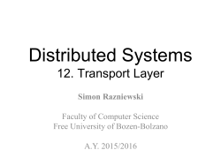 12. Transport Layer (31.3. and 5.4.) - Free University of Bozen