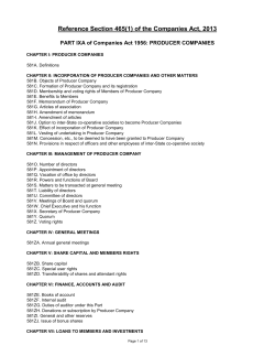 Producer Company - Ministry Of Corporate Affairs