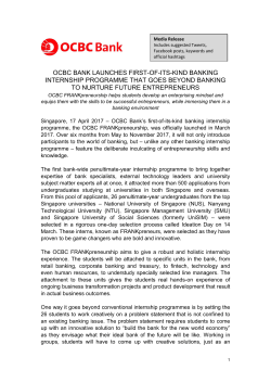 OCBC Launches First-of-its-kind Banking Internship