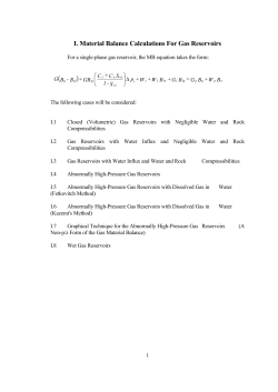I. Material Balance Calculations For Gas Reservoirs