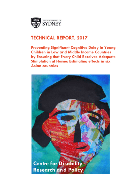TECHNICAL REPORT, 2017 Preventing Significant Cognitive Delay