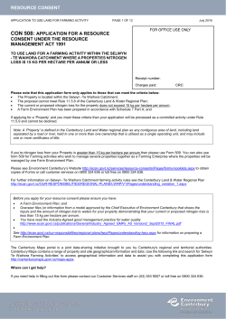CON508: Selwyn Application for a Resource Consent Under the