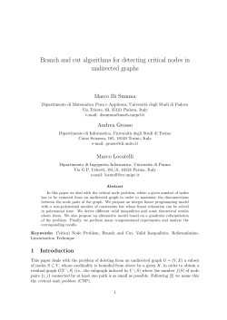 Branch and cut algorithms for detecting critical nodes
