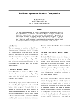 Guthrie, Rob --- "Real Estate Agents and Workers` Compensation