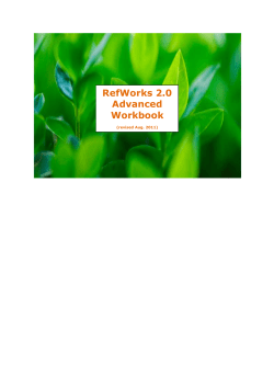 RefWorks 2.0 Advanced Workbook
