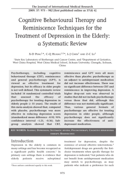Cognitive Behavioural Therapy and Reminiscence Techniques for